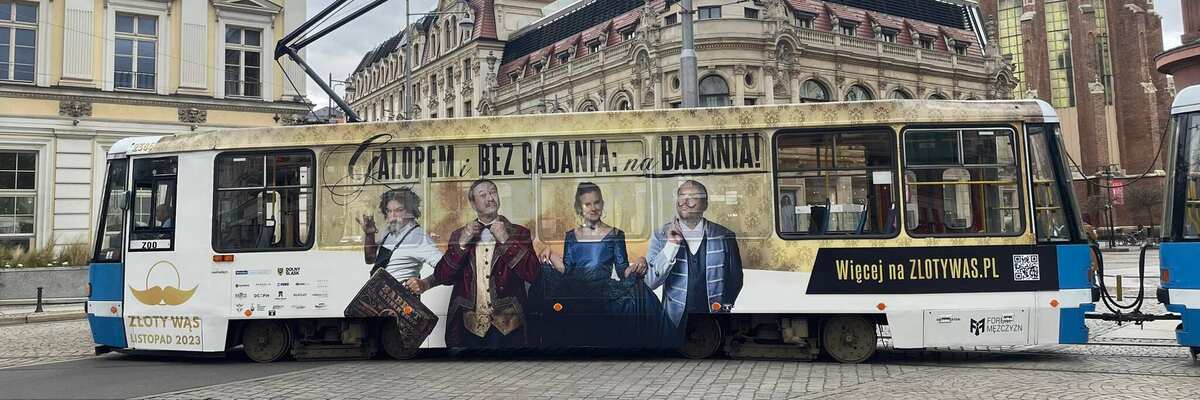 Wąsacze na wrocławskim tramwaju. Mają zachęcić panów do wstydliwej wizyty