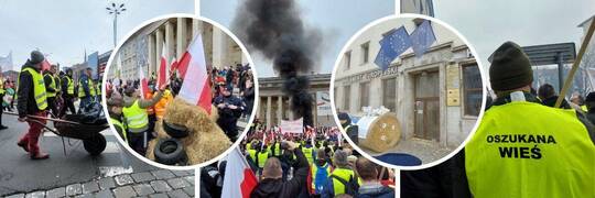 Protest Rolników we Wrocławiu. Rzucali jajkami w urzędy i palili opony [DUŻO ZDJĘĆ, WIDEO]