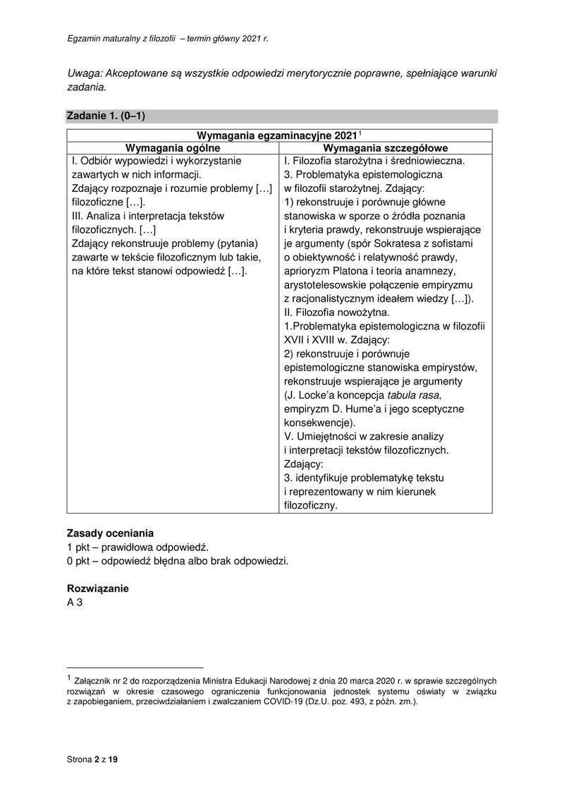 Jak oceniana jest matura z filozofii - klucz / fot. CKE