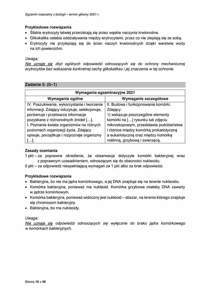 Matura z biologii 2021 / źródło: Centralna Komisja Egzaminacyjna
