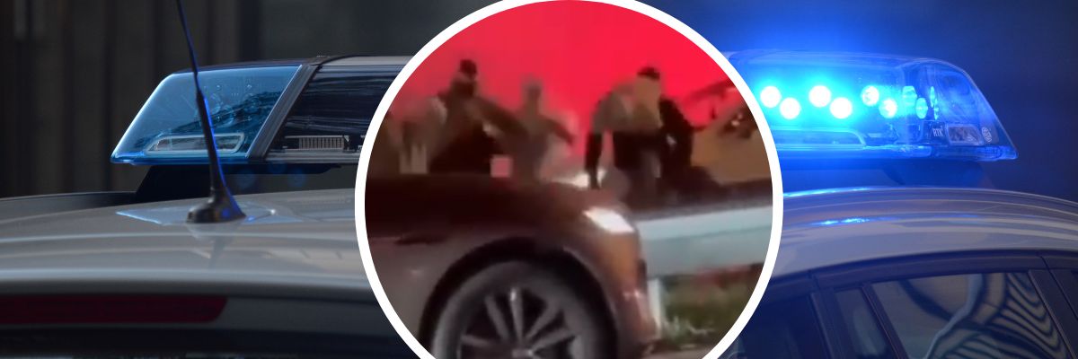 Ustawka kibiców na AOW. Grupa zamaskowanych mężczyzn walczyła na środku autostrady [WIDEO]