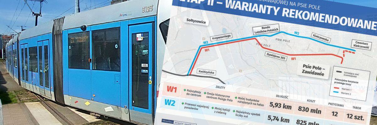 Ruszyły konsultacje społeczne ws. tramwaju na Psie Pole. W grze pozostały dwie propozycje przebiegu trasy