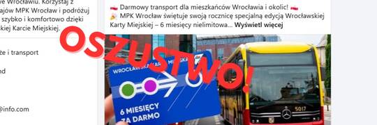 6-miesięczny bilet MPK Wrocław za darmo? Uważajcie, to oszustwo!