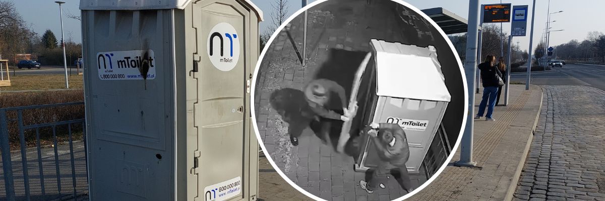 Wrocław: Toaleta na pętli płonęła już ponad 10 razy. Seryjnych „zamachowców na tojtoja” przyłapała kamera [WIDEO]
